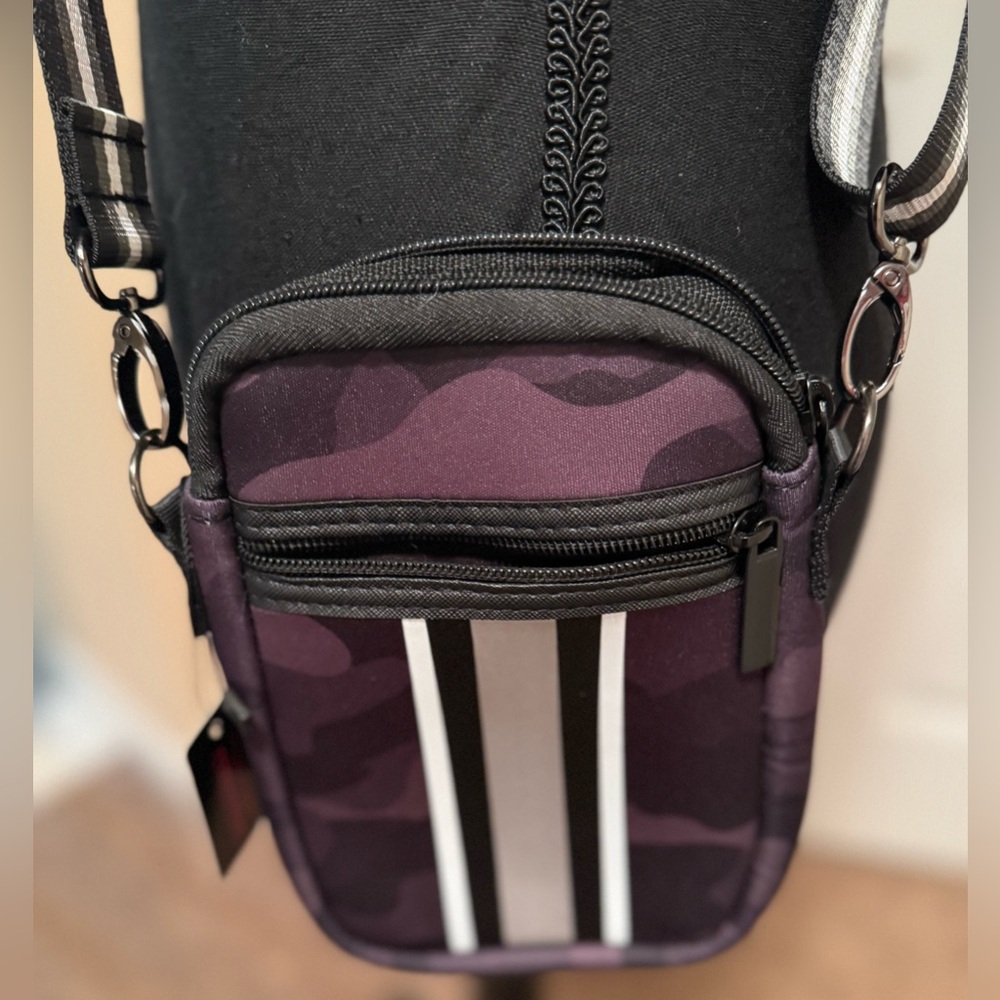HAUTE SHORE Black and Purple Camouflage Messenger Bag